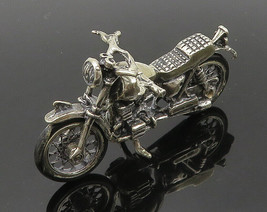 925 Sterling Silver - Vintage Dark Tone Rubber Wheel Motorcycle Trinket - TR2748 - £105.69 GBP
