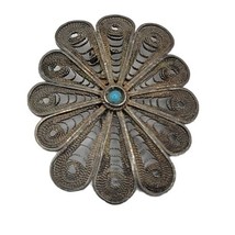 ISRAEL 925 Silver Vintage Antique Oval Peacock Filigree Design Brooch Pi... - £73.55 GBP