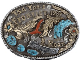 Large 1987 Native American Champion Rodeo Belt Buckle - £583.86 GBP