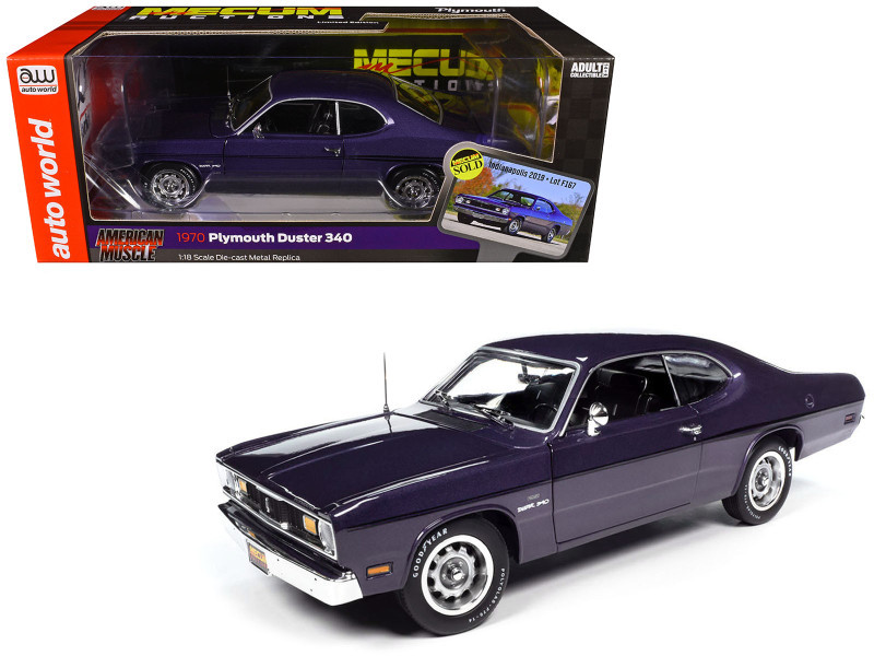 1970 Plymouth Duster 340 Violet 1/18 Diecast Model Car by Auto World - £89.51 GBP