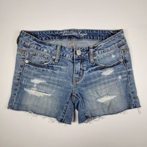 American Eagle Women’s Jean Shorts- Blue Denim Cut Off Size 0 - £13.34 GBP
