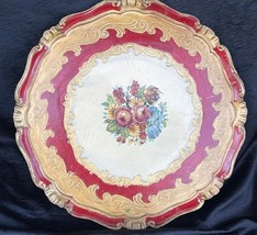 Old Vintage Florentine Italy Round Floral Decorated Serving Tray Italian... - $81.25