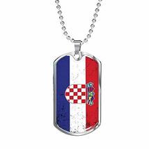 Express Your Love Gifts Croatia Flag Necklace Croatia Flag Engraved 18k Gold Dog - $69.25