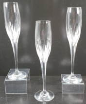 3 Mikasa Flame D’Amore Fluted Champagne Set Crystal Clear Cut Etch Stemw... - £61.96 GBP