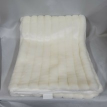 First Impressions Faux Fur Furry White Ribbed Luxury Baby Blanket 30x40&quot; NWOT - £38.86 GBP