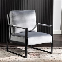 Container Furniture Direct Classic Mid Century Modern Accent Chair With, Grey - £122.64 GBP