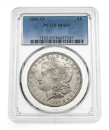 1885-O Silver Morgan Dollar Graded by PCGS as MS-65 - $271.84