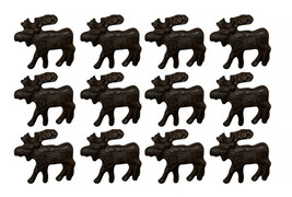 Zeckos Rustic Brown 12 Piece Cast Iron Moose Drawer Pull Cabinet Knob Set - £28.69 GBP