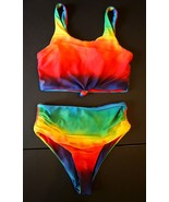 Shein 2pc Bikini Swimsuit Bathing Suit High Cut Ruched Waist Bottoms Rai... - £15.86 GBP