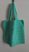 Cool Minty Green, hand crocheted tote/shoulder bag, 19 inches wide 16 in... - $18.00
