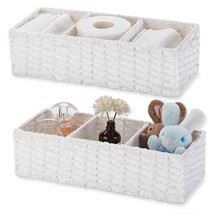 3-Section Wicker Baskets For Shelves, Hand-Woven Paper Rope Wicker Storage Baske - £41.22 GBP