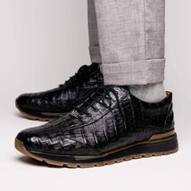 Alonzo Genuine Caiman Crocodile Fashion Sneaker Black image 9