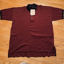 NWT Vtg Balcony Polo Shirt Size XL Mens Red Relaxed Fit Black Collar - $8.96