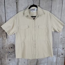 Vintage 80s 90s Gitano Button Shirt Beige Button Down Double Breast Pock... - $18.76