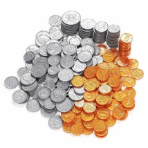 250 Fake Plastic Penny Coins Novelty Play Toy Prizes Parties Copper Silver - £15.74 GBP