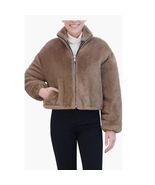 Rebecca Minkoff Faux Fur Crop Jacket, Taupe/Tan, XL, NWT - $306.75 CAD