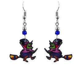 Spooky Witch Halloween Themed Graphic Dangle Earrings - Womens Fashion H... - $17.81