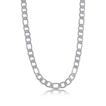 Stainless Steel, 8mm Textured Figaro Chain Necklace - £66.27 GBP