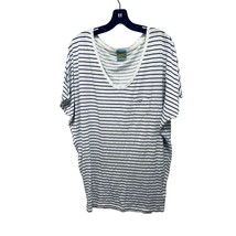 C&amp;C California Oversized T-Shirt Tunic White Blue Stripes Front Pocket S... - $16.82