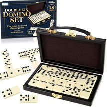 Double Six Dominoes Set In Faux Leather Case, 28 Dominos Tiles For Kids, Fun Edu - £22.19 GBP