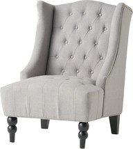 Great Deal Furniture Gdfstudio Tall Tufted Fabric Accent Chair, Vintage, Silver - £151.44 GBP