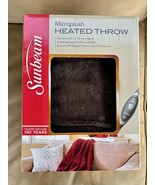 Sunbeam Microplush Comfy Soft Electric Heated Throw Blanket Brown New In... - $42.79