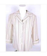 Dressbarn Women&#39;s Suit Coat Medium Lined Long Sleeve Ivory Striped - $29.33 CAD