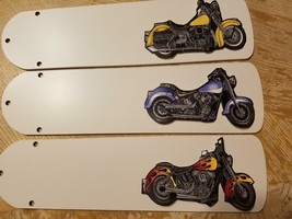 CUSTOM ~ MOTORCYCLE MOTOR CYCLES FLAMES CEILING FAN w/LIGHT &amp; 4 BLADES - $118.75