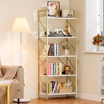 Dwvo Gold Bookshelf, Modren 5 Tier Bookcase, Storage Shelves Organizer, ... - £61.82 GBP