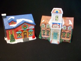 Grandeur Noel Christmas Village Post Office Elementary School Set Porcelain - £55.87 GBP