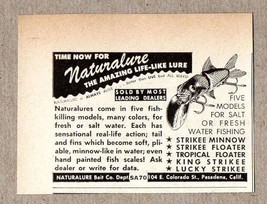 1950 Print Ad Naturalure Fishing Lures Pasadena,CA - £7.27 GBP