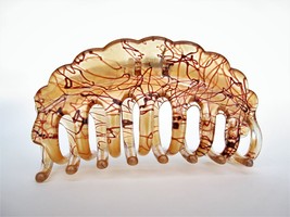 Clear transparent amber brown and red painted hair claw clip - $8.95