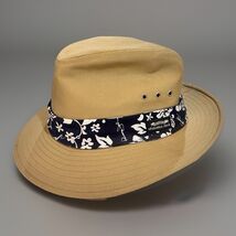 Vintage Panama Jack Canvas Khaki Blue Floral Safari Hat Men’s Large Outback - $28.49