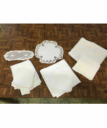 Vintage WHITE LACE Napkins Doilies Bridge Card Tablecloths 17 pcs Mixed ... - $61.08 CAD