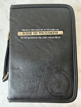 Ride in Triumph God&#39;s Garage Motorcycle Bible Cover Zippered-Carry Handle - $21.80