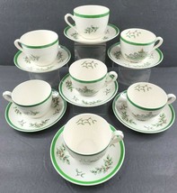 7 Spode Christmas Tree Cups Saucers Set Vintage 2 1/2&quot; Holiday Copeland England  - £77.64 GBP