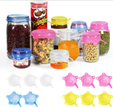 Reusable Silicone Stretch Covers Lids for Food Cans Cups Bowls Jars 11pc 2.6-3.5 - £6.42 GBP