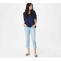 Belle by Kim Gravel Triple Luxe Denim Shadow Cropped Jeans blue Plus 26 - £24.73 GBP