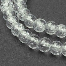 Bead Lot 4 strand 4mm round crackle glass clear 31 inch strands X101 - £6.74 GBP