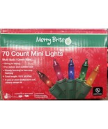 Merry Brite 70 Count Mini Light Multi Bulb Green Wire 15 FT - £11.65 GBP