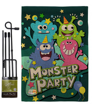 Monster Party Burlap - Impressions Decorative Metal Garden Pole Flag Set GS19216 - £27.14 GBP