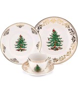 Spode Christmas Tree Gold Collection 4 Piece Place Setting 22 Karat Gold... - $1,484.95 MXN