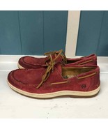 BORN red suede boat loafers boating shoes slip on men’s size 9.5 - £29.51 GBP