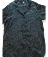 Dark Green Sleep Shirt Paisley Pattern V Collar Short Sleeve Sz M 100% P... - £5.71 GBP