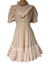 VTG Barbie Core Square Dance Dress Handmade Pale Pink Lolita Prairie Size M - £55.38 GBP