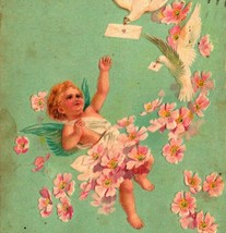 To My Valentine Doves Cupid White Carnations Embossed 1910s Postcard  - £12.57 GBP