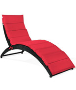 Folding Patio Rattan Portable Lounge Chair Chaise with Cushion-Red - Col... - £153.86 GBP