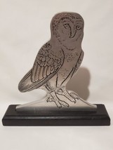 Vintage Wilton Columbia Armetale Metal Alloy Owl Sculpture On Wood Base 11&quot; 1975 - £50.33 GBP