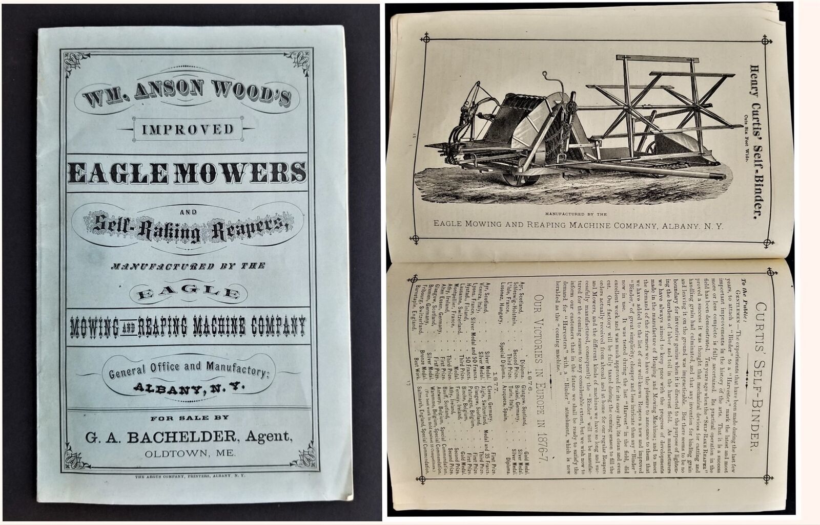 1877 antique EAGLE MOWERS CATALOG agriculture Wm Anson Wood oldtown me BACHELDER - $68.26