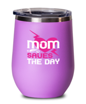 Mom Wine Glass. Mom saves the day. Pink-Wine Glass  - £20.74 GBP